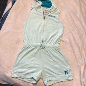 Girls Hurley terry cloth hooded romper
